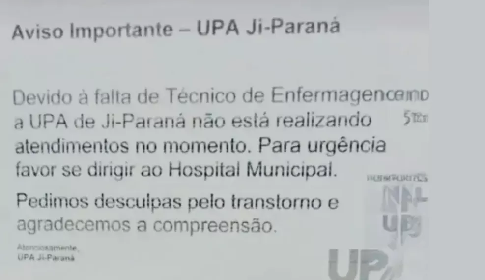 UPA de Ji-Paraná é Fechada, e População Fica Sem Atendimento Médico