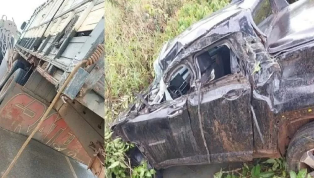 Acidente entre Caminhão e Caminhonete em São Miguel do Guaporé deixa Motorista Preso às Ferragens