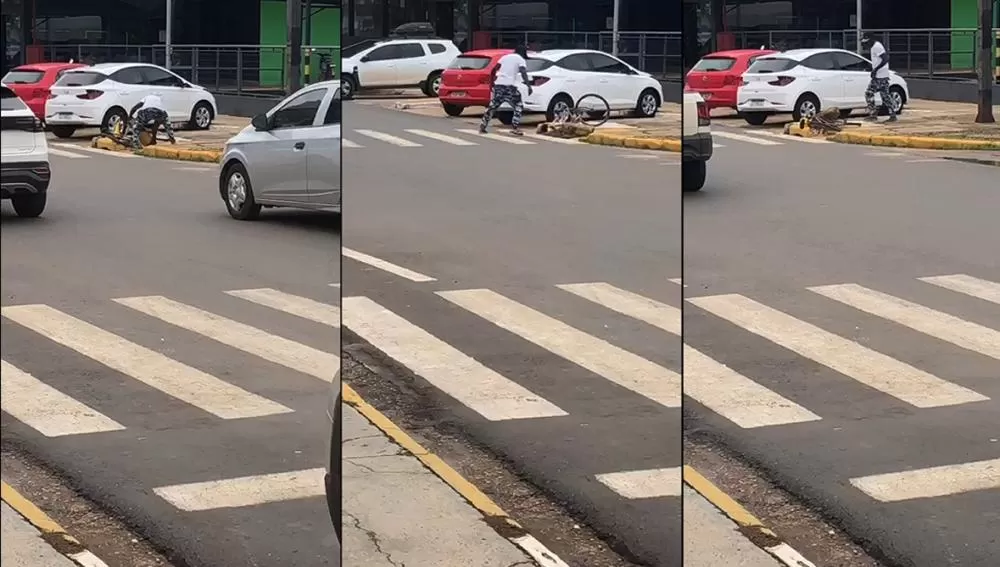 Vídeo: Ciclista Destrói Própria Bicicleta com Pedaço de Concreto na Av. Capitão Castro