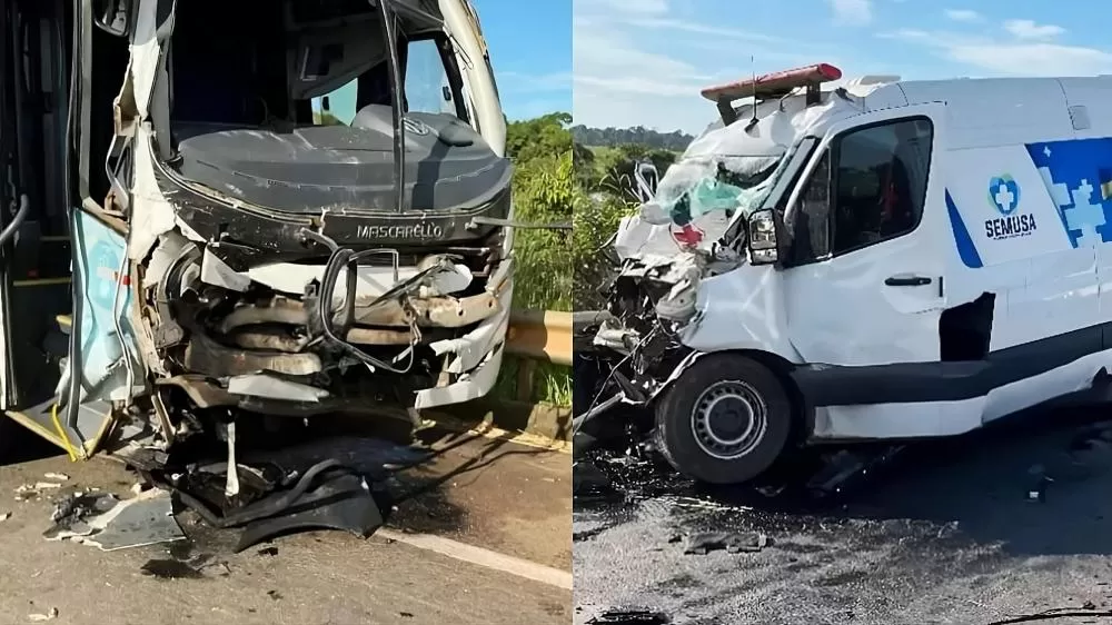 Vídeo: Trágico acidente entre Ambulância e Ônibus de Pacientes na BR-364 em Rondônia deixa 2 Mortos 