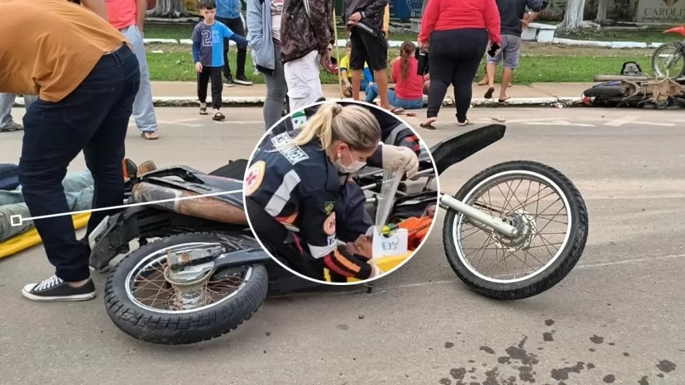 Três Pessoas São Socorridas Após Colisão Entre Motocicletas na K-5 em Ji-Paraná
