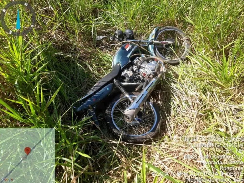 Ji-Paraná: Motocicleta furtada em Alvorada é recuperada após prisão por embriaguez ao volante