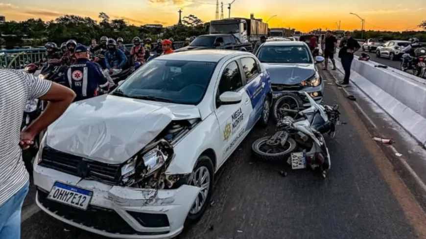 Três Pessoas Ficam Feridas em Engavetamento na Ponte do Rio Machado em Ji-Paraná