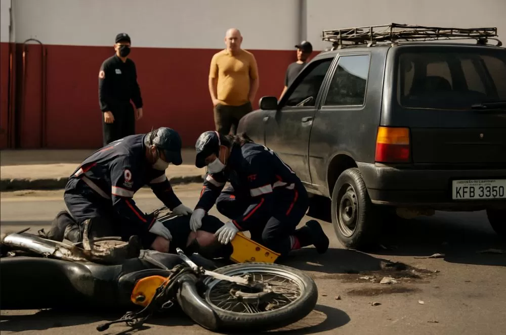 Grave Acidente em Ji-Paraná: Colisão Entre Fiat Uno e Honda Biz Deixa Mulher gravemente Ferida