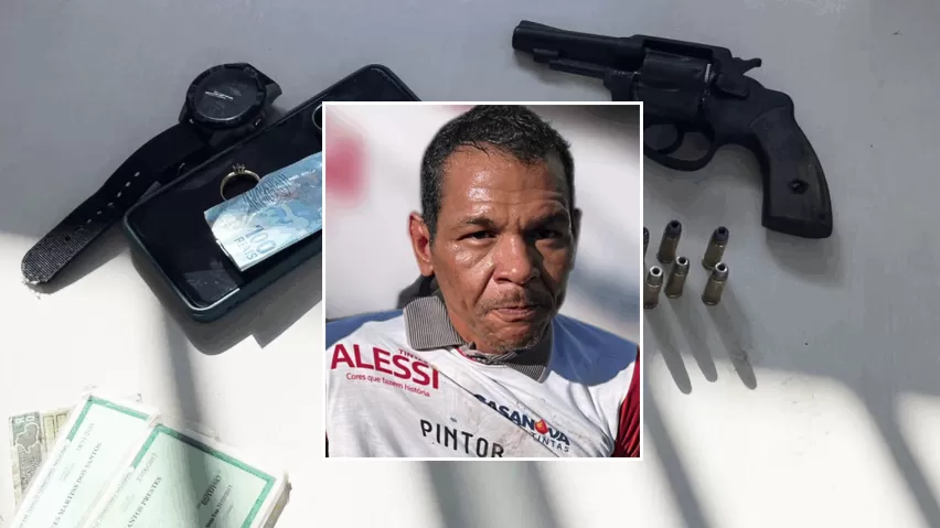 Homem armado é preso após assaltar residência em Ji-Paraná; revólver calibre .32 e itens roubados foram recuperados