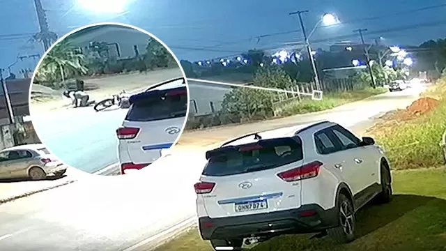 Vídeo: Entregador sofre grave acidente após atropelar cachorro em Ji-Paraná; momento foi registrado por câmeras