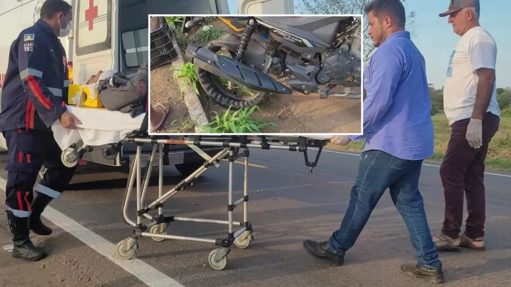 PRF no Local: Explosão de Pneu causa Queda Brutal de Casal em Alta Velocidade na BR-364 em Ji-Paraná causando Múltiplas Fraturas