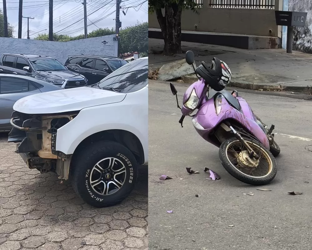 Em vídeo Violenta Colisão Entre Chevrolet S10 e Moto Assusta Moradores da T-18 em Ji-Paraná — Motociclista Fica Gravemente Ferido