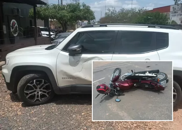 Motociclista Sofre Forte Impacto no Centro de Ji-Paraná e acaba Levado ao Hospital com Dores Abdominais