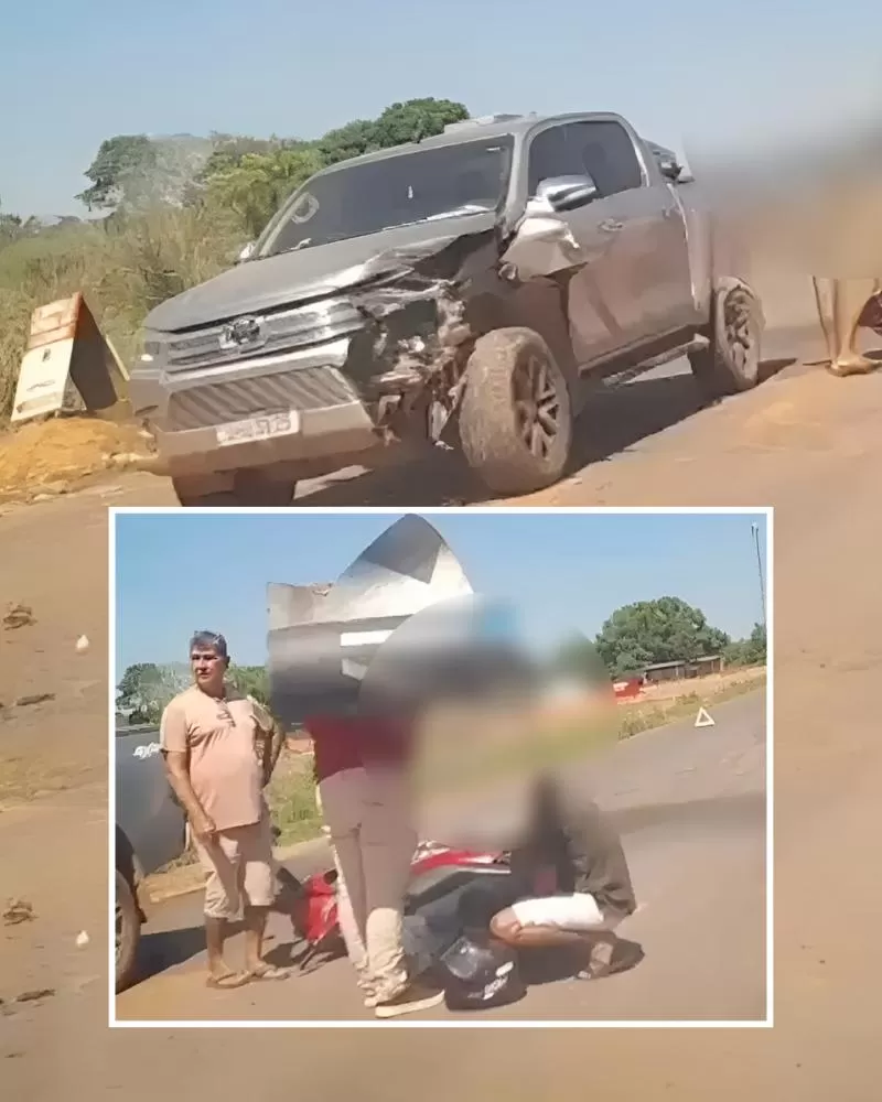 Colisão violenta entre Três veículos Agora na Estrada do Aeroporto deixa Motociclista Gravemente Ferido em Ji-Paraná