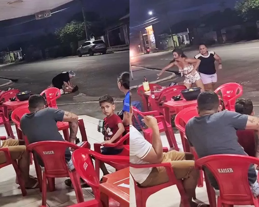 Vídeo: Mulher leva a pior e acaba presa após briga violenta com garrafadas e ofensas raciais em petiscaria de Ji-Paraná