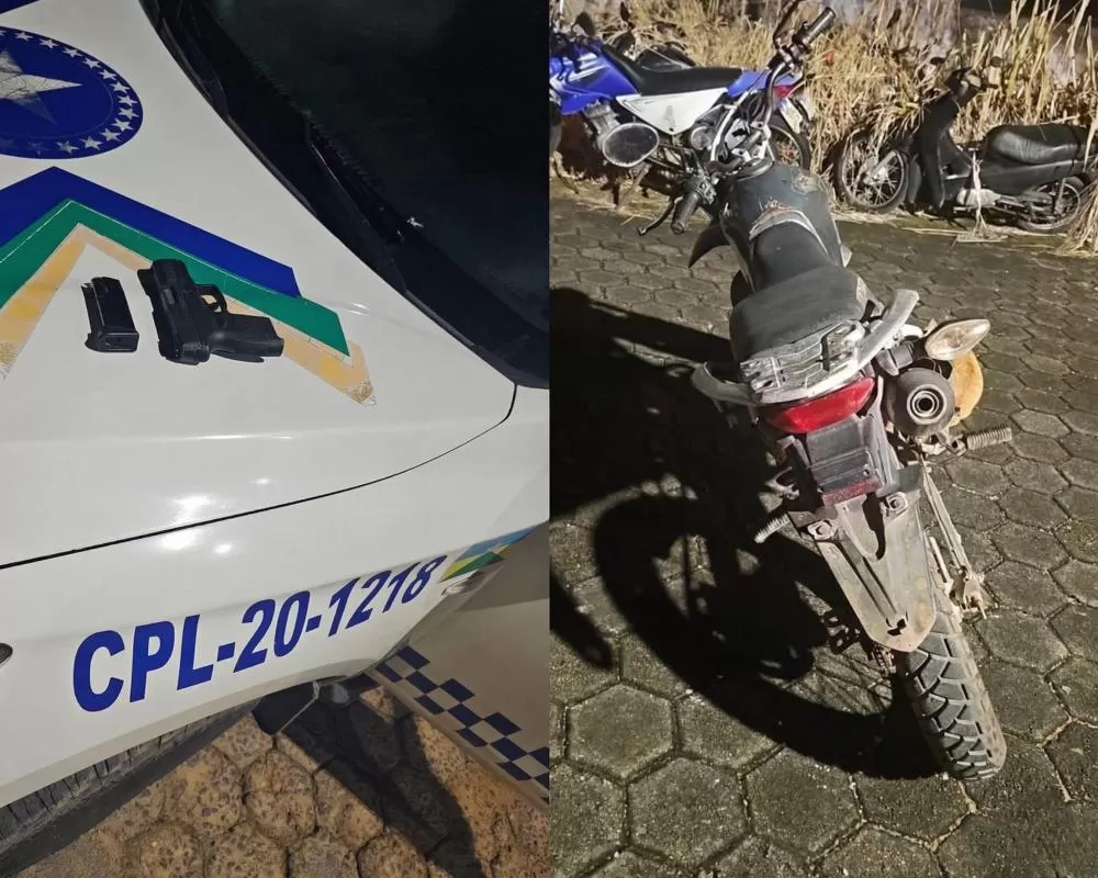 Dupla acaba presa com moto roubada e arma após tentarem obter informações sobre o efetivo da Polícia Militar