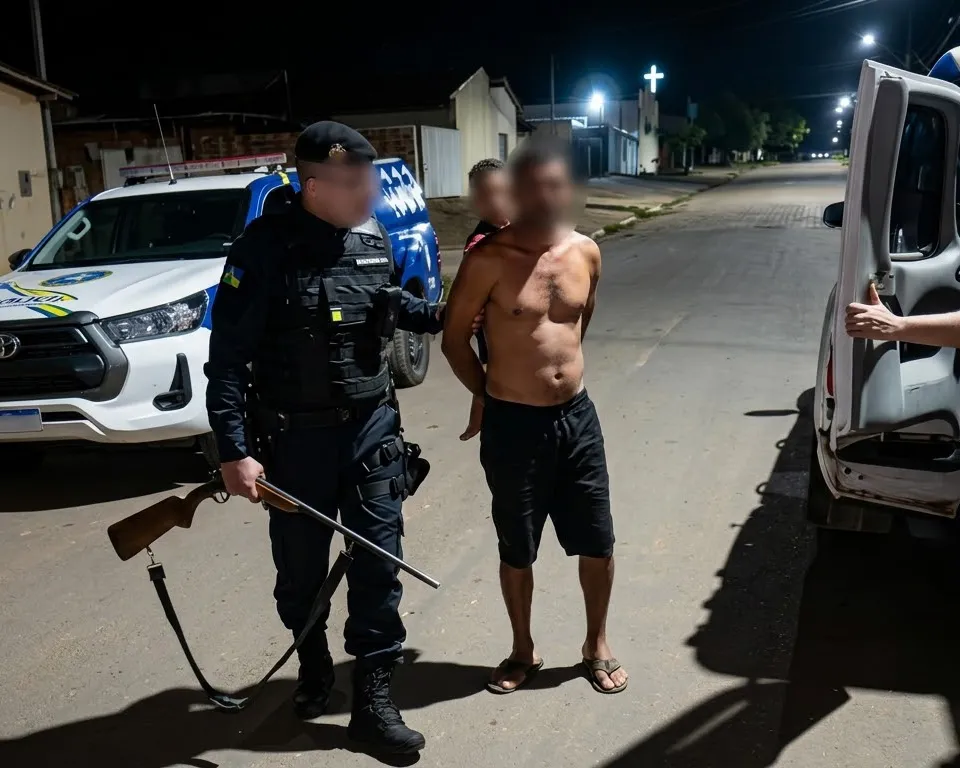 Comerciante acaba preso embriagado após ser flagrado com arma calibre .22 carregada e uma faca em Ji-Paraná 