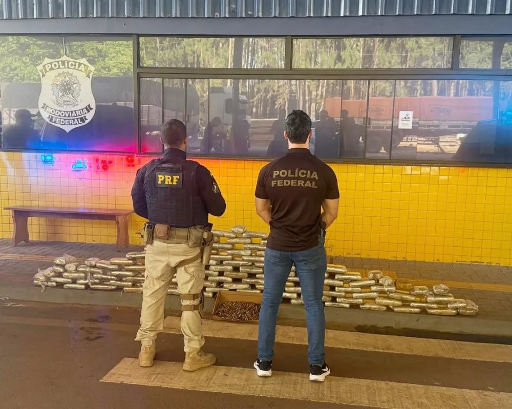 Motorista de 46 anos é preso na BR-364 transportando 499 munições de fuzil 7,62 mm e 104 kg de skunk em blocos de motores