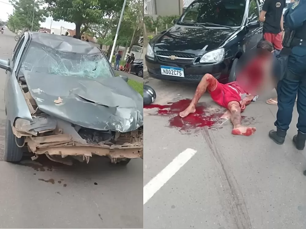 Ji-Paraná: Gravíssimo Acidente entre Carro e Motocicleta é Registrado na Av. Menezes Filho