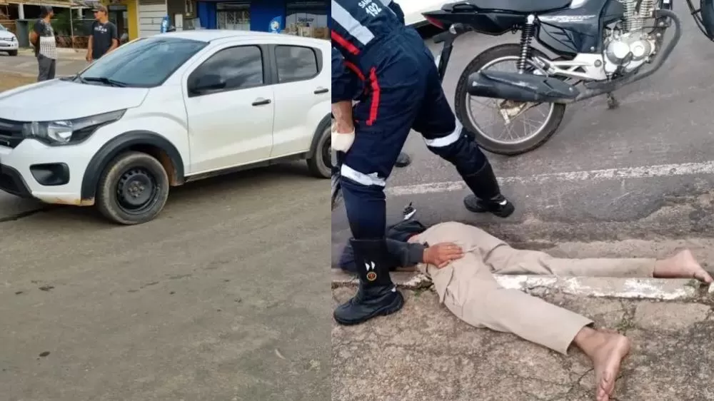 Grave acidente envolve motocicleta e carro em Ji-Paraná; delivery fica ferido